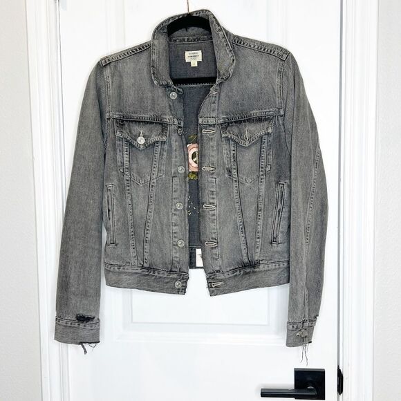 Citizens of Humanity Nica Slim Trucker Jacket in Smoke - Custom Embroidered Sz S - Picture 2 of 11